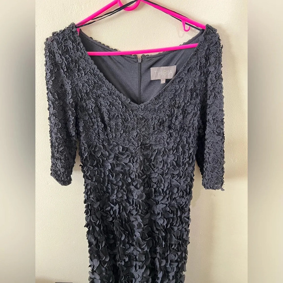 Women’s THEIA Navy Blue Petal Embellished Formal Gown Special Occasion Dress 8 - Picture 5 of 12